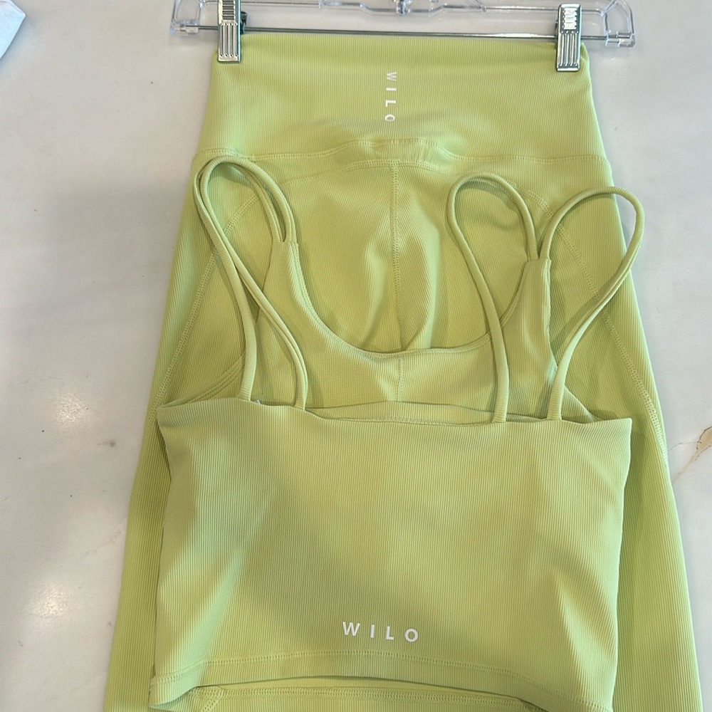WILO Women’s High-Waist Leggings & Sports Bra Set — Light Lime